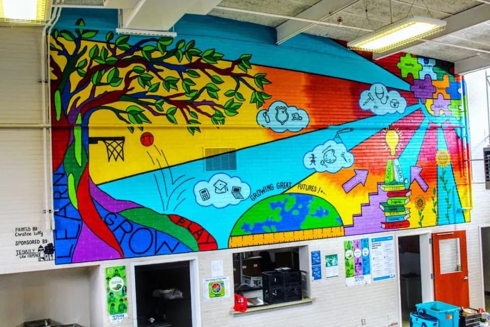 painted mural on wall of Lake City Boys & Girls Club